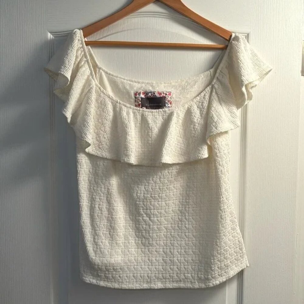 Anthropologie white/cream ruffle off the shoulder top